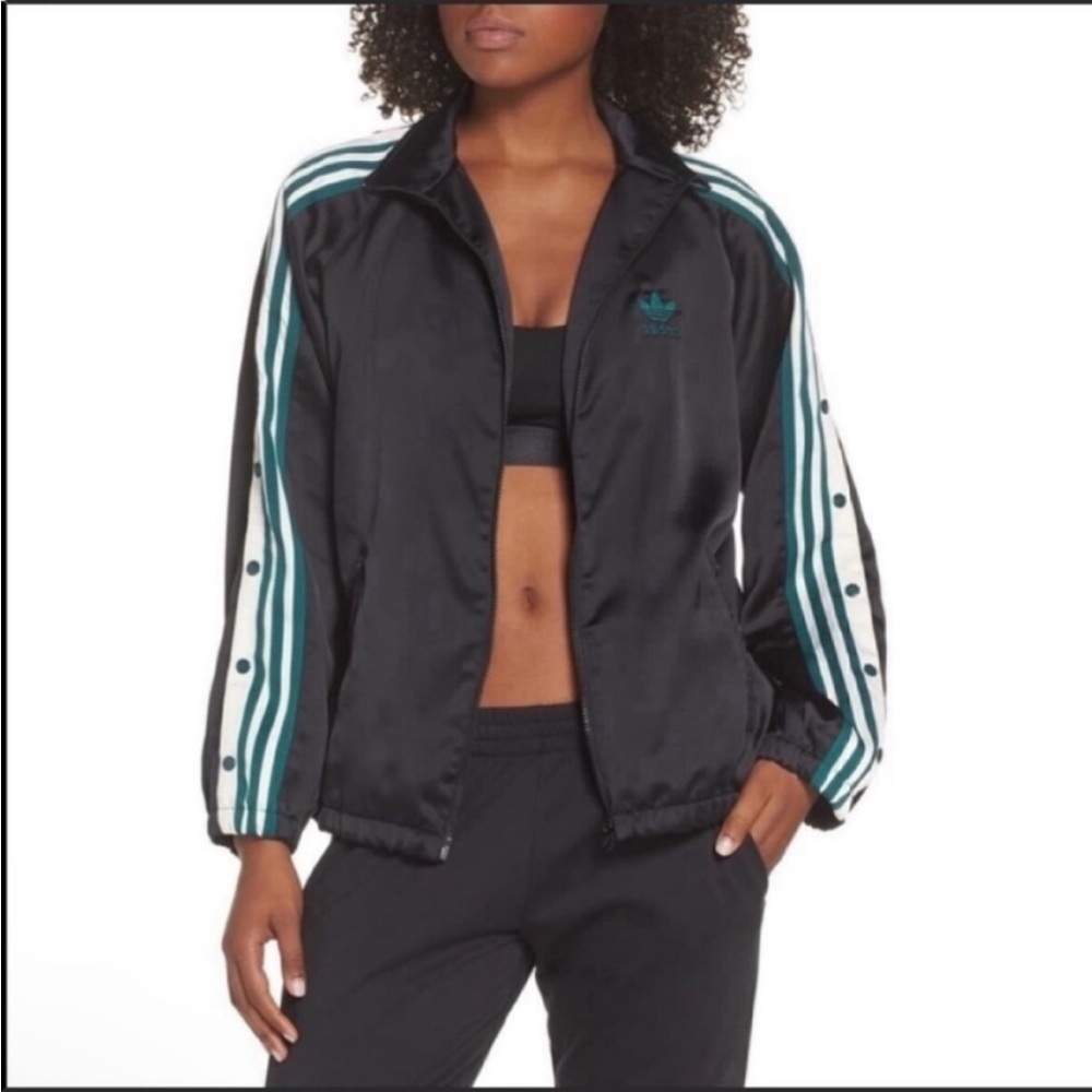 NWT Adidas Originals Black Green Adibreak Track Jacket Top M Women’s Streetwear - Picture 2 of 9